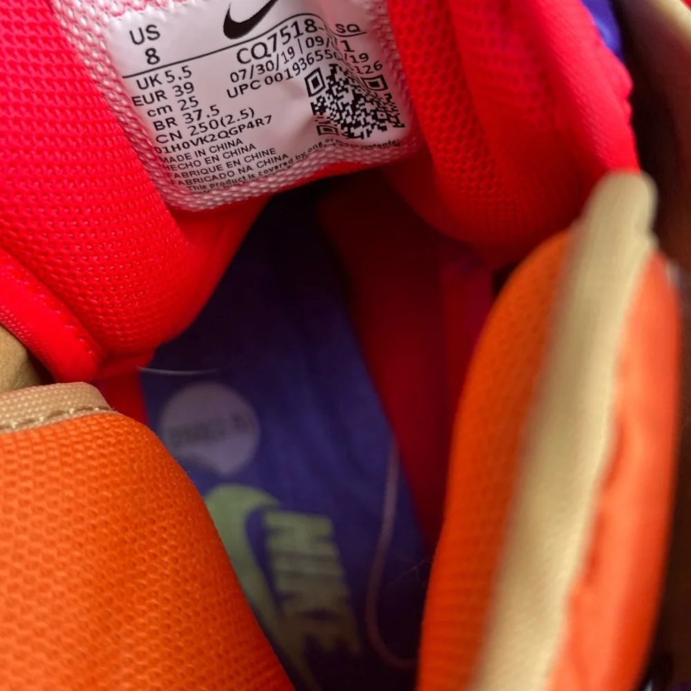 Nike Air Force 1 Rebel XX Sneakers Sz 8 EU 39 Blue Orange Red Sail Spirit Purple - Picture 4 of 6